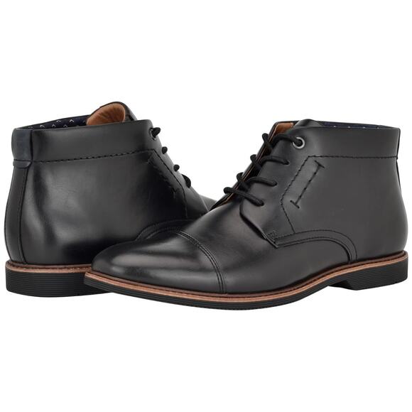 Tommy Hilfiger Men Rawstin Cap Toe Chukka Boots Size US 13M Black Faux Leather - Picture 1 of 5